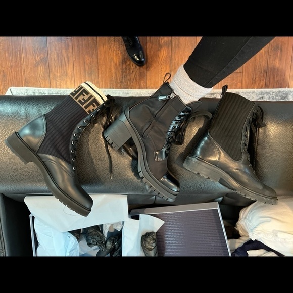 New Prada Re-Nylon and Leather Booties in Black Nero 39 - Picture 11 of 13